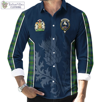 Cranstoun (Cranston) Tartan Long Sleeve Button Up Shirt with Family Crest and Scottish Thistle Vibes Sport Style