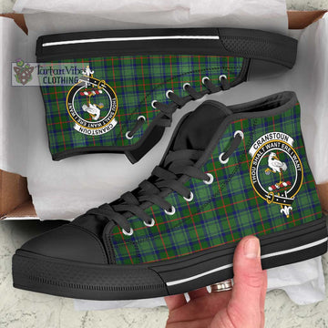 Cranstoun (Cranston) Tartan High Top Shoes with Family Crest