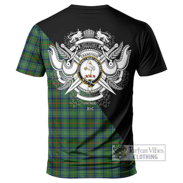 Cranstoun (Cranston) Tartan T-Shirt with Family Crest and Military Logo Style