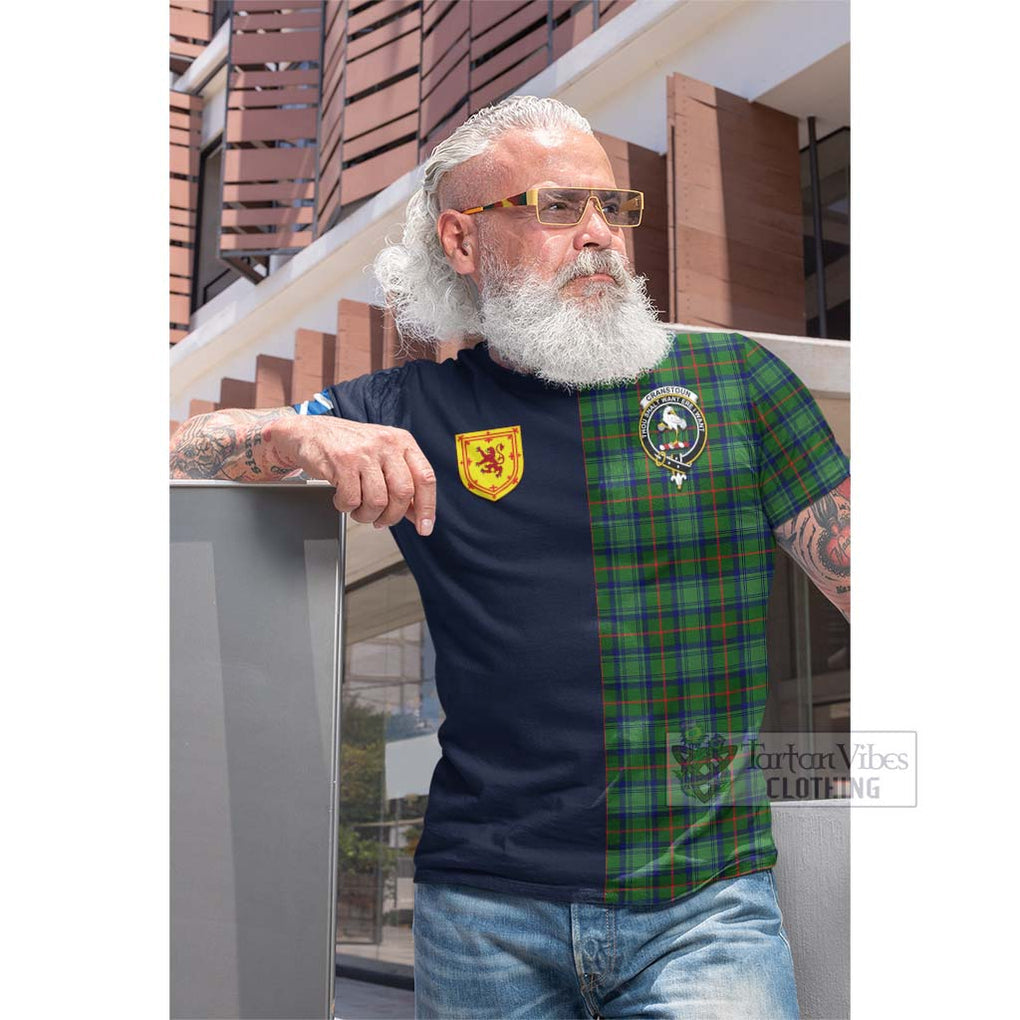 Tartan Vibes Clothing Cranstoun Tartan Cotton T-shirt with Scottish Lion Royal Arm Half Style