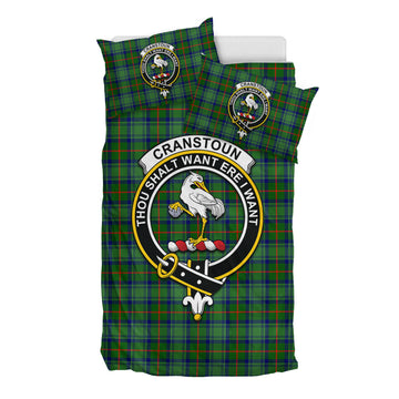 Cranstoun (Cranston) Tartan Bedding Set with Family Crest