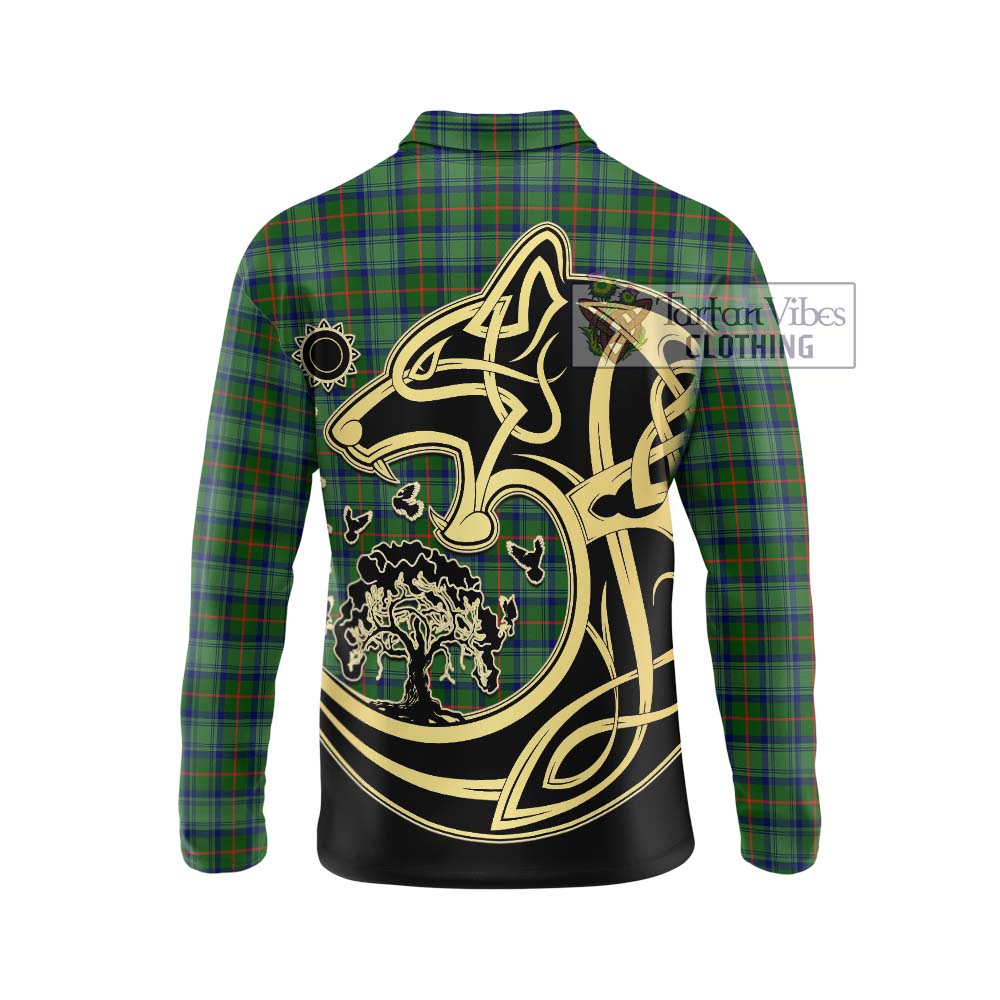 Cranstoun (Cranston) Tartan Long Sleeve Polo Shirt with Family Crest Celtic Wolf Style - Tartanvibesclothing Shop