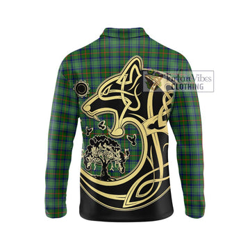 Cranstoun (Cranston) Tartan Long Sleeve Polo Shirt with Family Crest Celtic Wolf Style