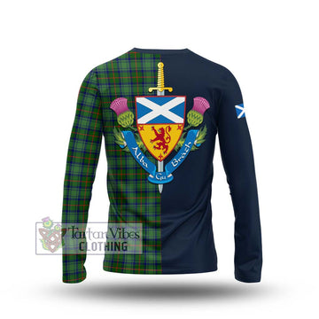 Cranstoun (Cranston) Tartan Long Sleeve T-Shirt Alba with Scottish Lion Royal Arm Half Style