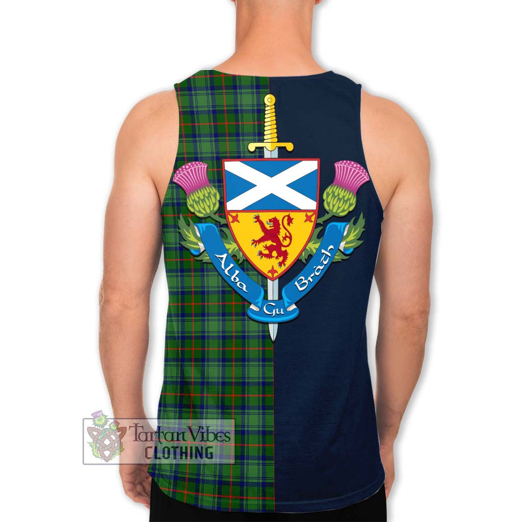 Tartan Vibes Clothing Cranstoun Tartan Men's Tank Top with Scottish Lion Royal Arm Half Style