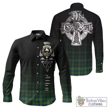 Cranstoun (Cranston) Tartan Long Sleeve Button Up Featuring Alba Gu Brath Family Crest Celtic Inspired