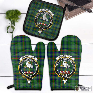 Cranstoun (Cranston) Tartan Combo Oven Mitt & Pot-Holder with Family Crest