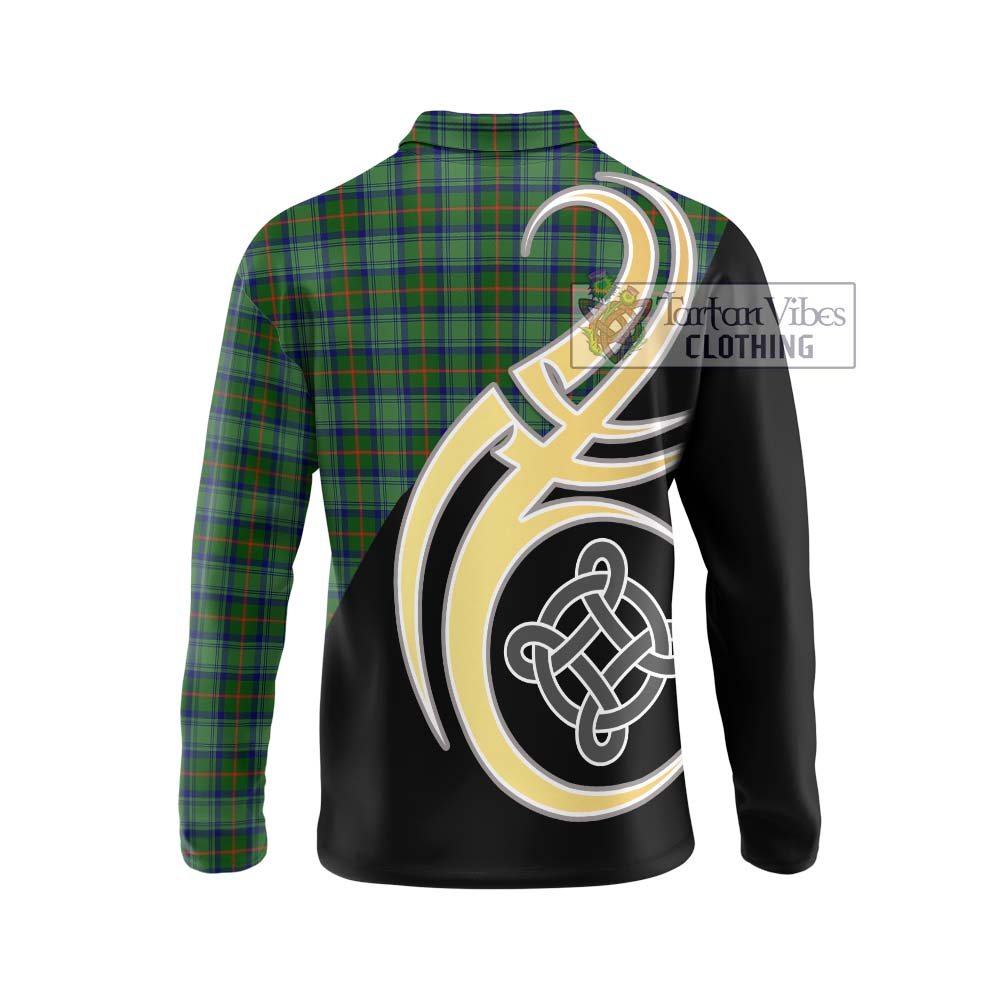 Cranstoun (Cranston) Tartan Long Sleeve Polo Shirt with Family Crest and Celtic Symbol Style - Tartan Vibes Clothing