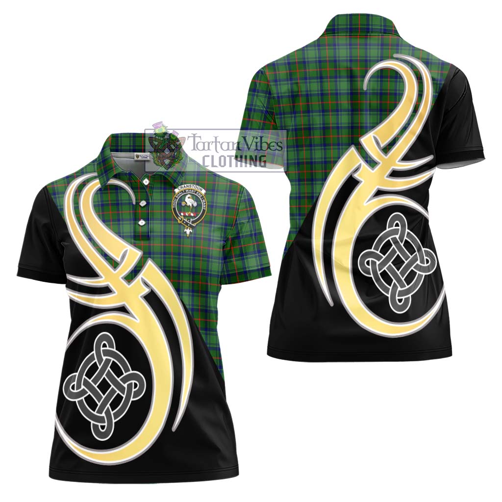 Cranstoun (Cranston) Tartan Women's Polo Shirt with Family Crest and Celtic Symbol Style - Tartan Vibes Clothing