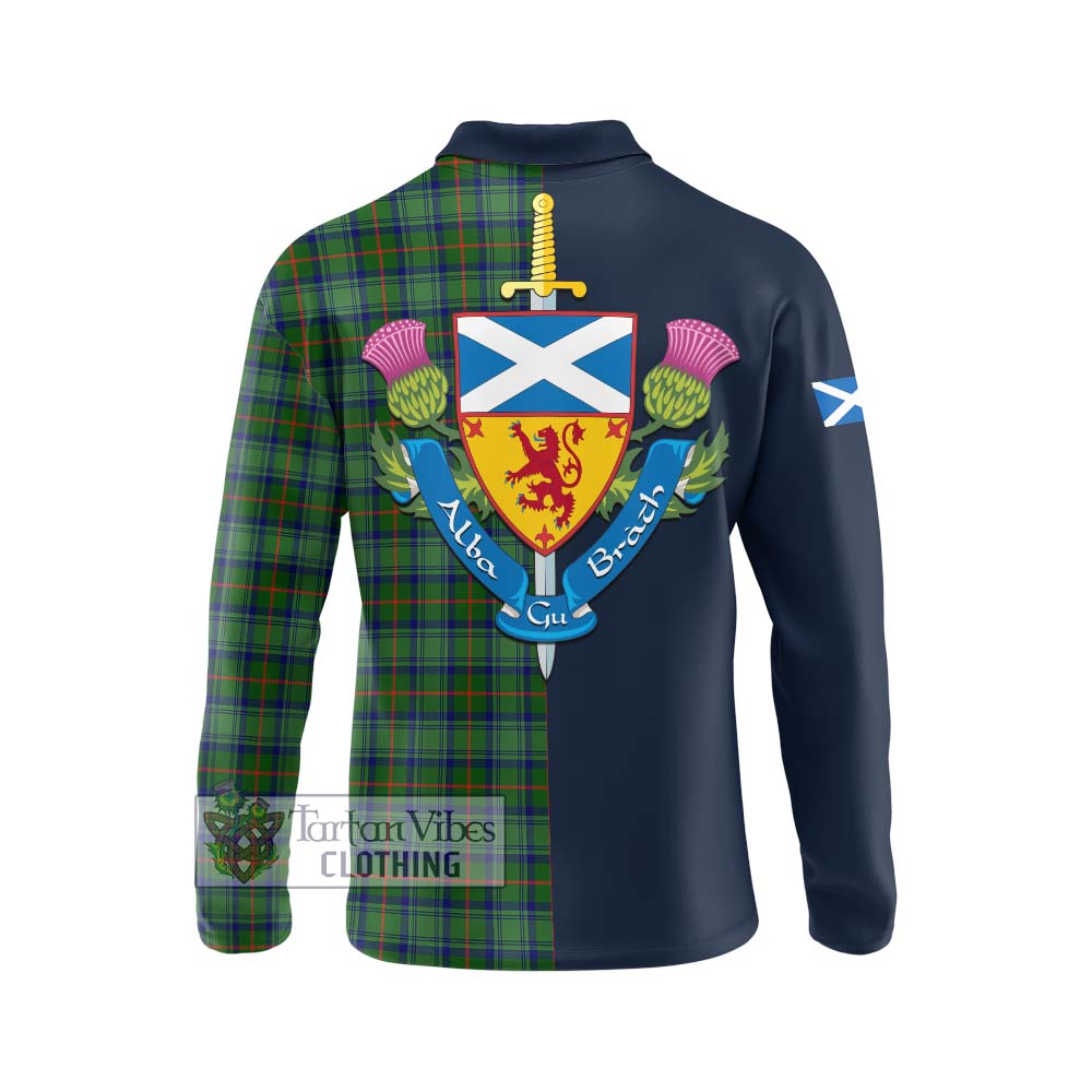 Tartan Vibes Clothing Cranstoun Tartan Long Sleeve Polo Shirt with Scottish Lion Royal Arm Half Style