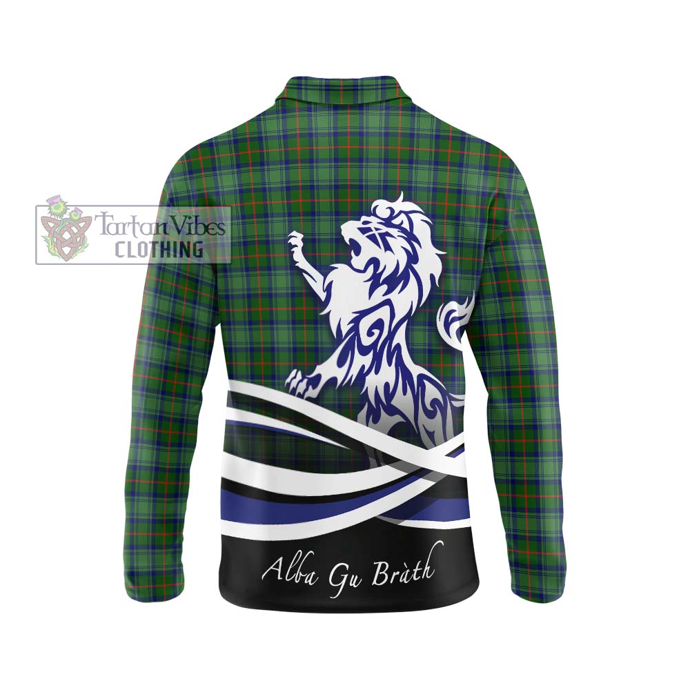 Cranstoun (Cranston) Tartan Long Sleeve Polo Shirt with Alba Gu Brath Regal Lion Emblem - Tartanvibesclothing Shop