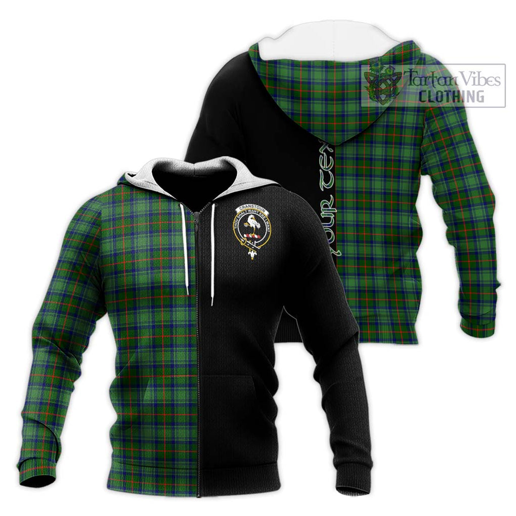 Cranstoun (Cranston) Tartan Knitted Hoodie with Family Crest and Half Of Me Style Unisex Knitted Zip Hoodie - Tartanvibesclothing Shop