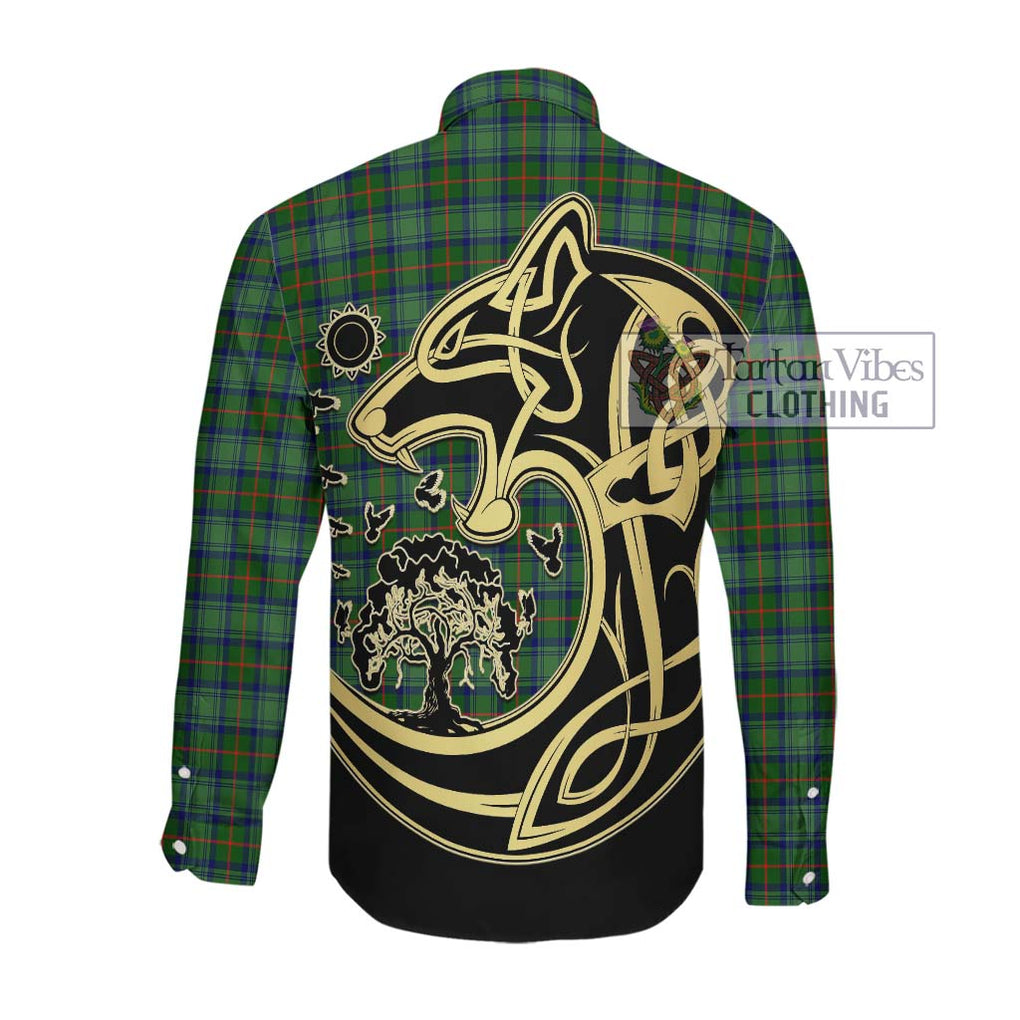 Cranstoun (Cranston) Tartan Long Sleeve Button Shirt with Family Crest Celtic Wolf Style Men's Shirt - Tartan Vibes Clothing