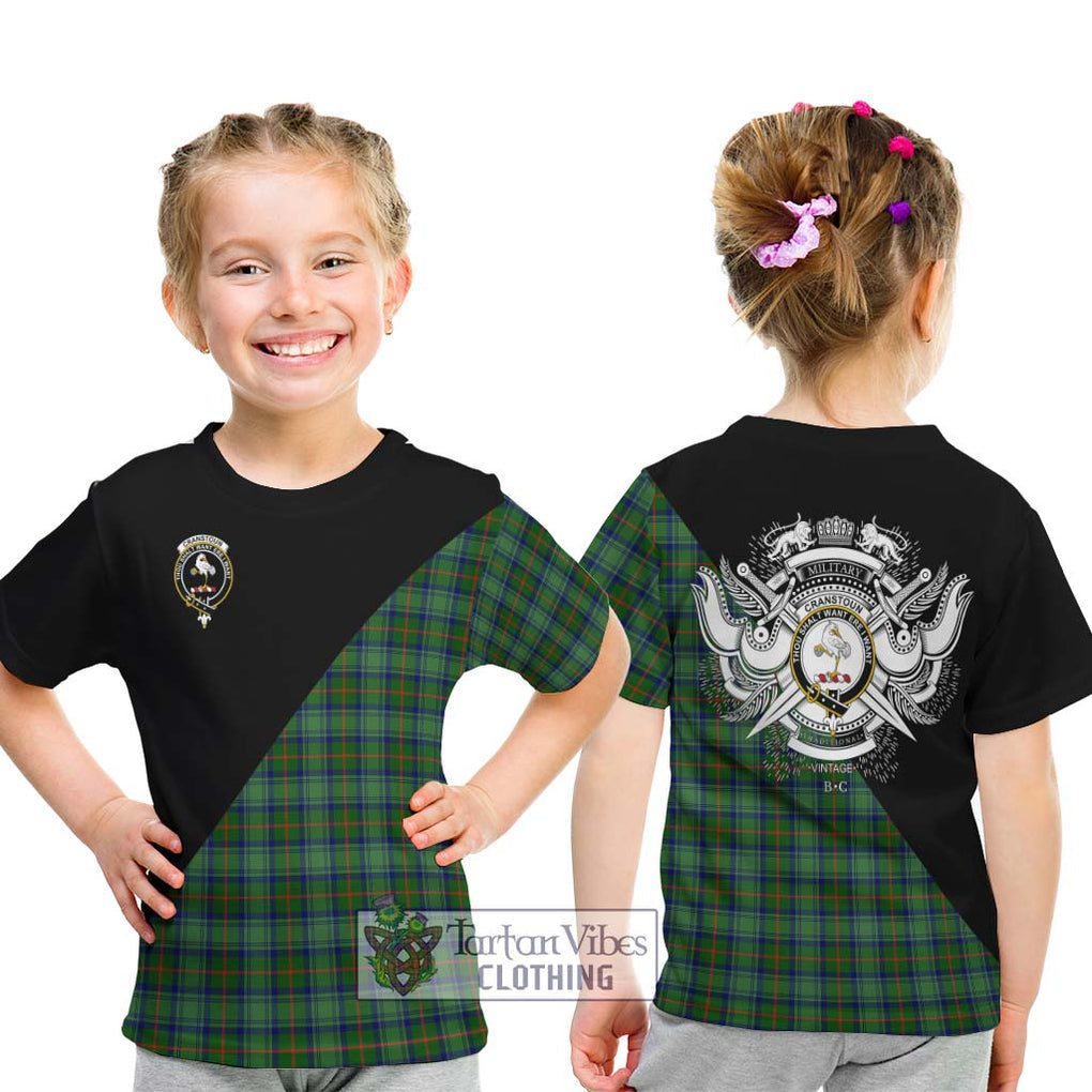 Cranstoun (Cranston) Tartan Kid T-Shirt with Family Crest and Military Logo Style - Tartanvibesclothing Shop