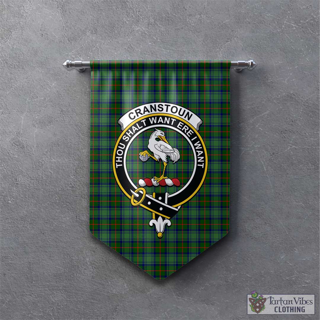 Tartan Vibes Clothing Cranstoun Tartan Gonfalon, Tartan Banner with Family Crest