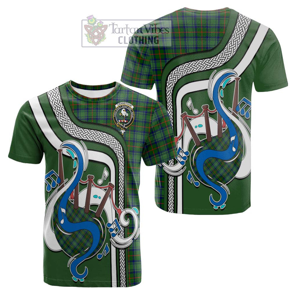 Tartan Vibes Clothing Cranstoun Tartan Cotton T-shirt with Epic Bagpipe Style