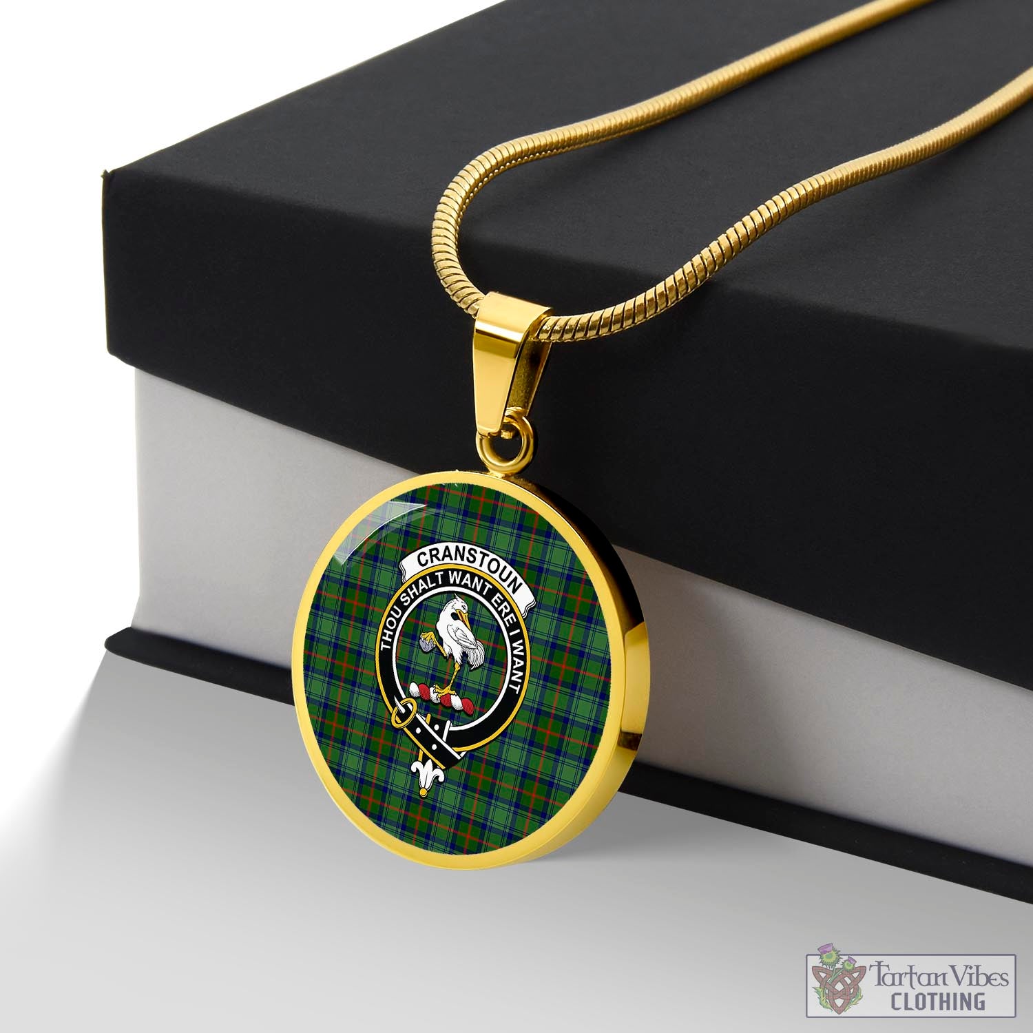 Tartan Vibes Clothing Cranstoun Tartan Circle Necklace with Family Crest