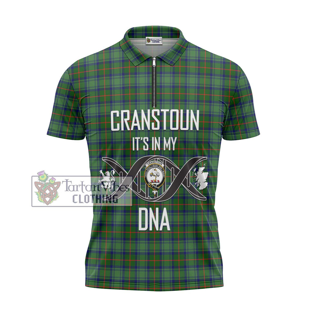 Cranstoun (Cranston) Tartan Zipper Polo Shirt with Family Crest DNA In Me Style - Tartanvibesclothing Shop