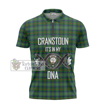 Cranstoun (Cranston) Tartan Zipper Polo Shirt with Family Crest DNA In Me Style