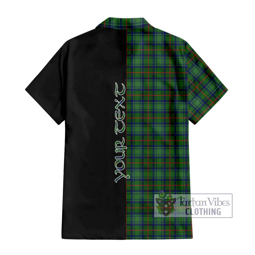 Cranstoun (Cranston) Tartan Short Sleeve Button Shirt with Family Crest and Half Of Me Style - Tartanvibesclothing Shop