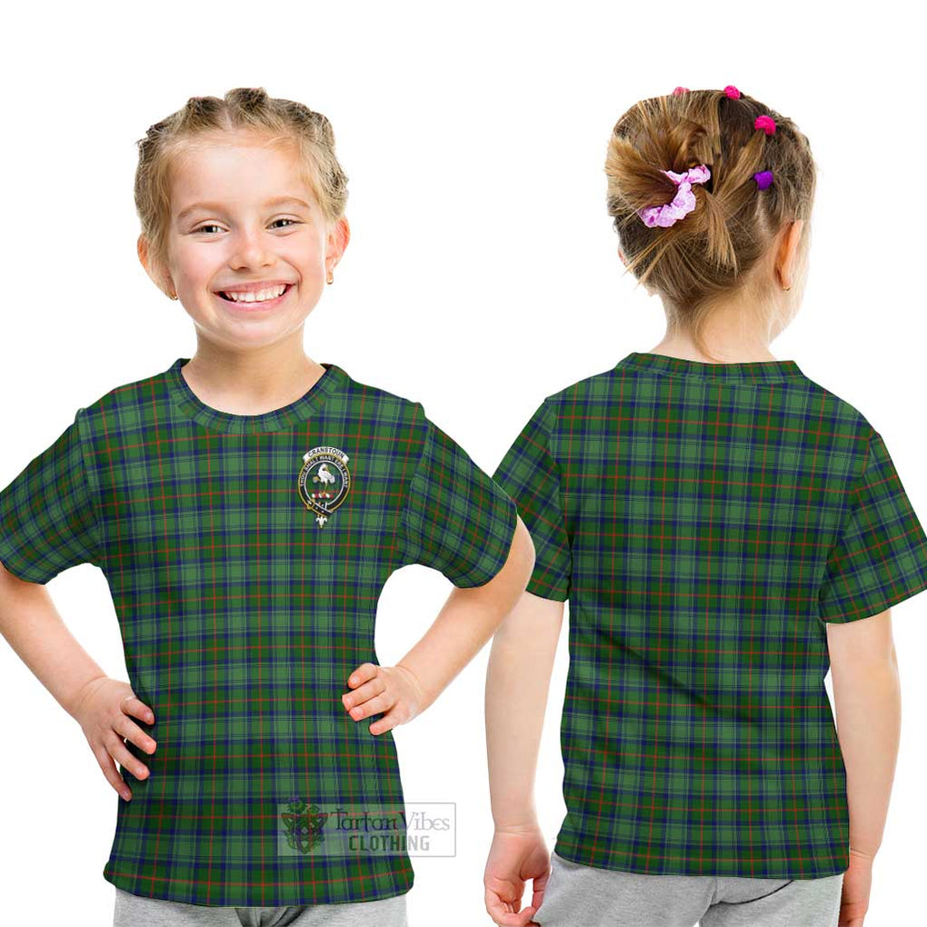 Cranstoun (Cranston) Tartan Kid T-Shirt with Family Crest - Tartanvibesclothing Shop