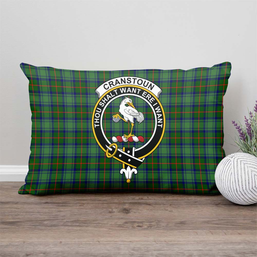 Cranstoun Tartan Pillow Cover with Family Crest Rectangle Pillow Cover - Tartanvibesclothing