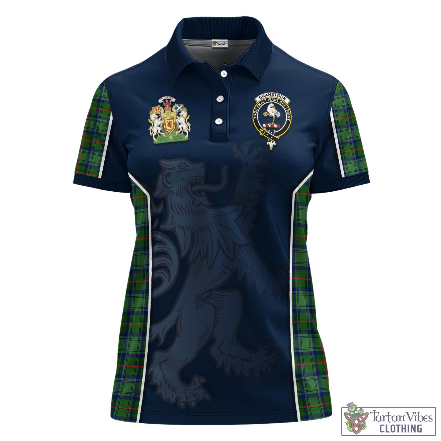 Cranstoun (Cranston) Tartan Women's Polo Shirt with Family Crest and Lion Rampant Vibes Sport Style - Tartan Vibes Clothing