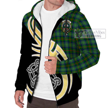 Cranstoun (Cranston) Tartan Sherpa Hoodie with Family Crest and Celtic Symbol Style