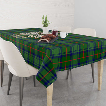 Cranstoun (Cranston) Tartan Tablecloth with Clan Crest and the Golden Sword of Courageous Legacy