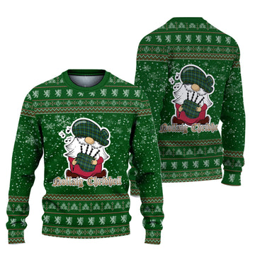 Cranstoun (Cranston) Clan Christmas Family Ugly Sweater with Funny Gnome Playing Bagpipes