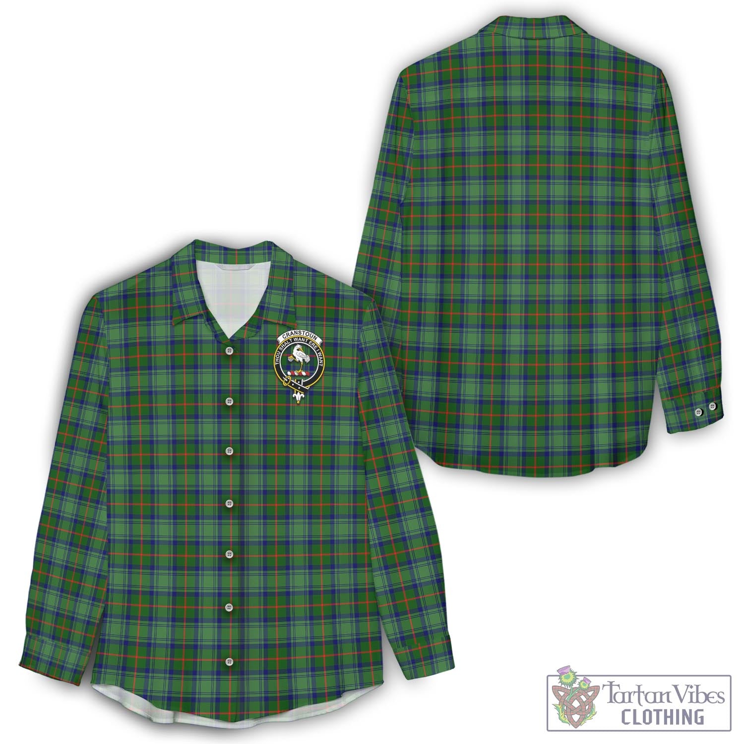 Tartan Vibes Clothing Cranstoun Tartan Womens Casual Shirt with Family Crest