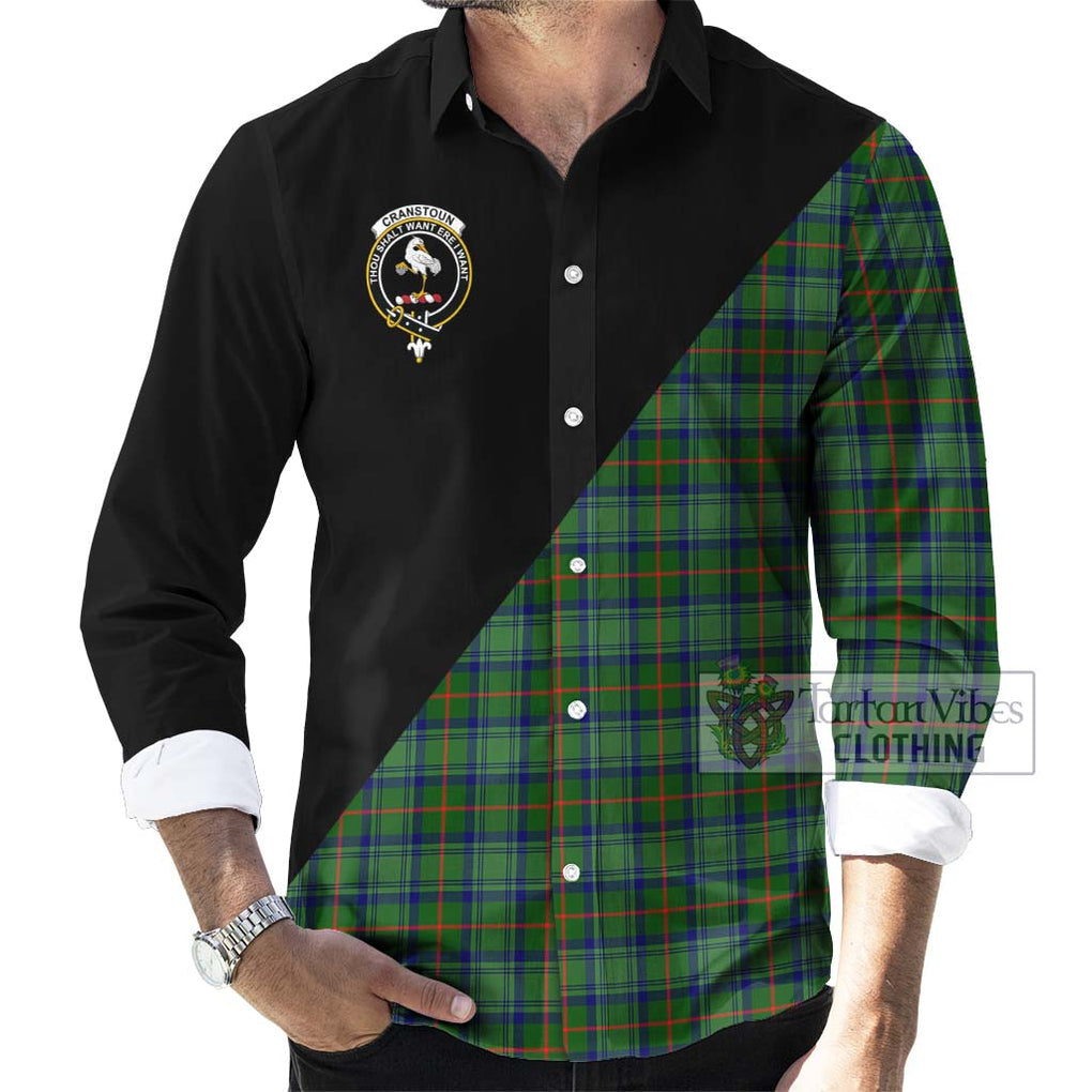 Cranstoun (Cranston) Tartan Long Sleeve Button Shirt with Family Crest and Military Logo Style - Tartanvibesclothing Shop