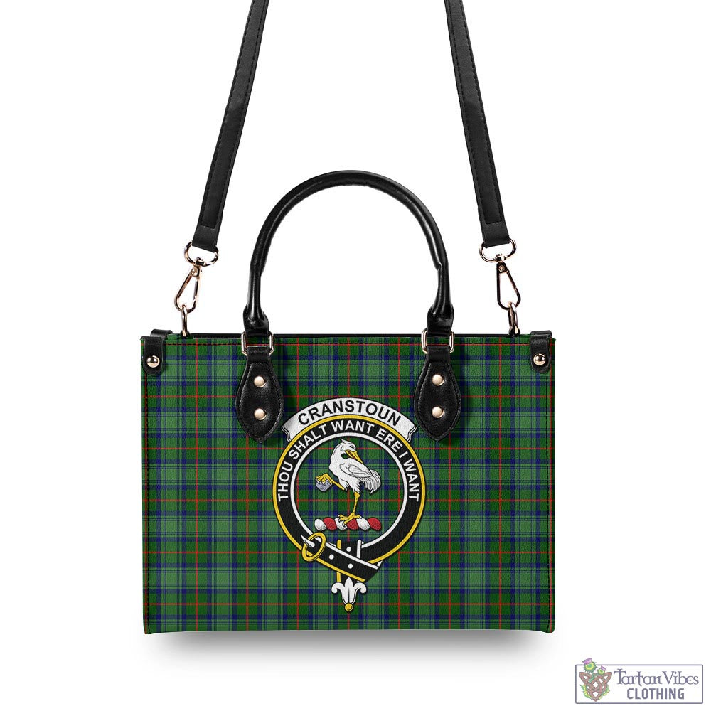 Tartan Vibes Clothing Cranstoun Tartan Luxury Leather Handbags with Family Crest