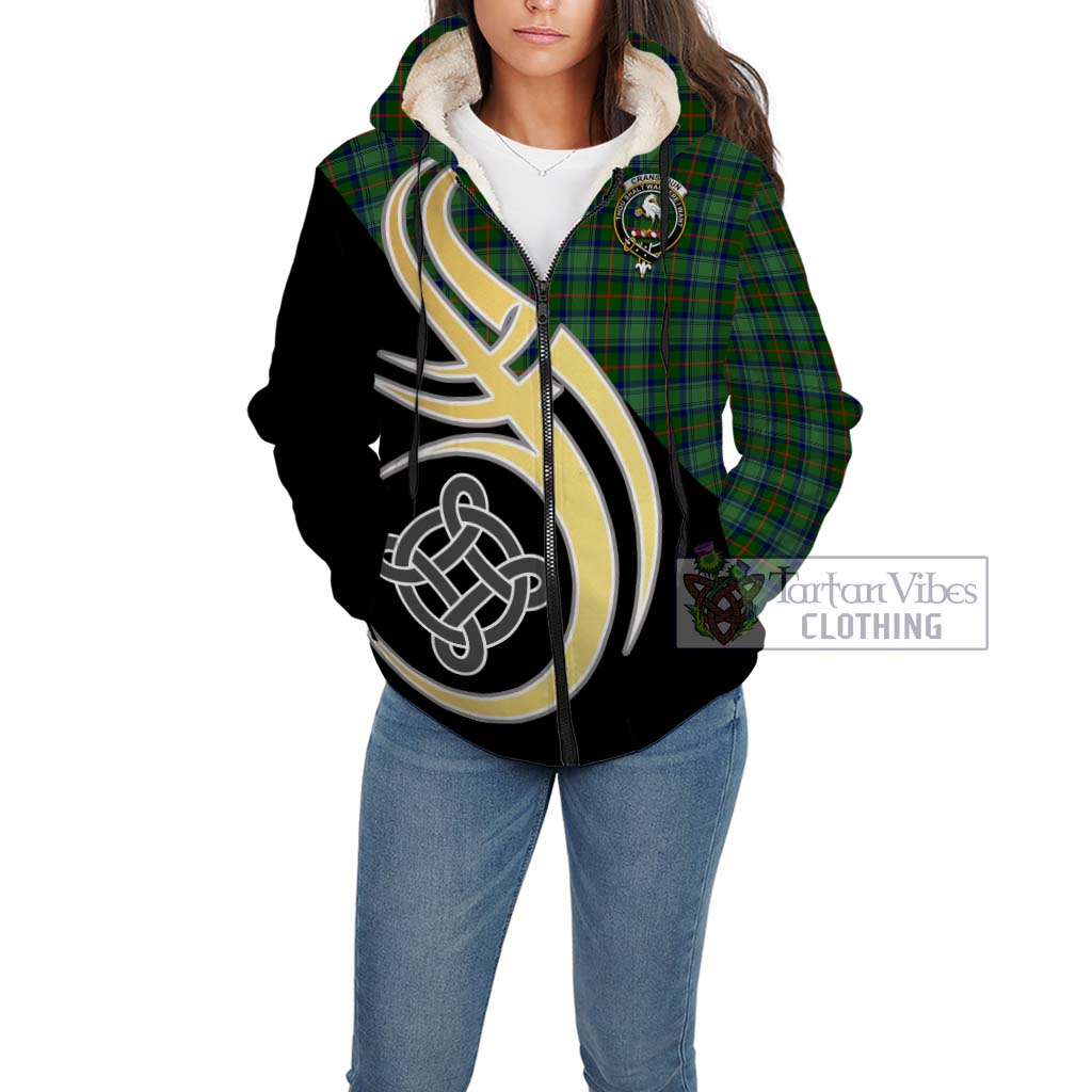 Cranstoun (Cranston) Tartan Sherpa Hoodie with Family Crest and Celtic Symbol Style Unisex - Tartan Vibes Clothing