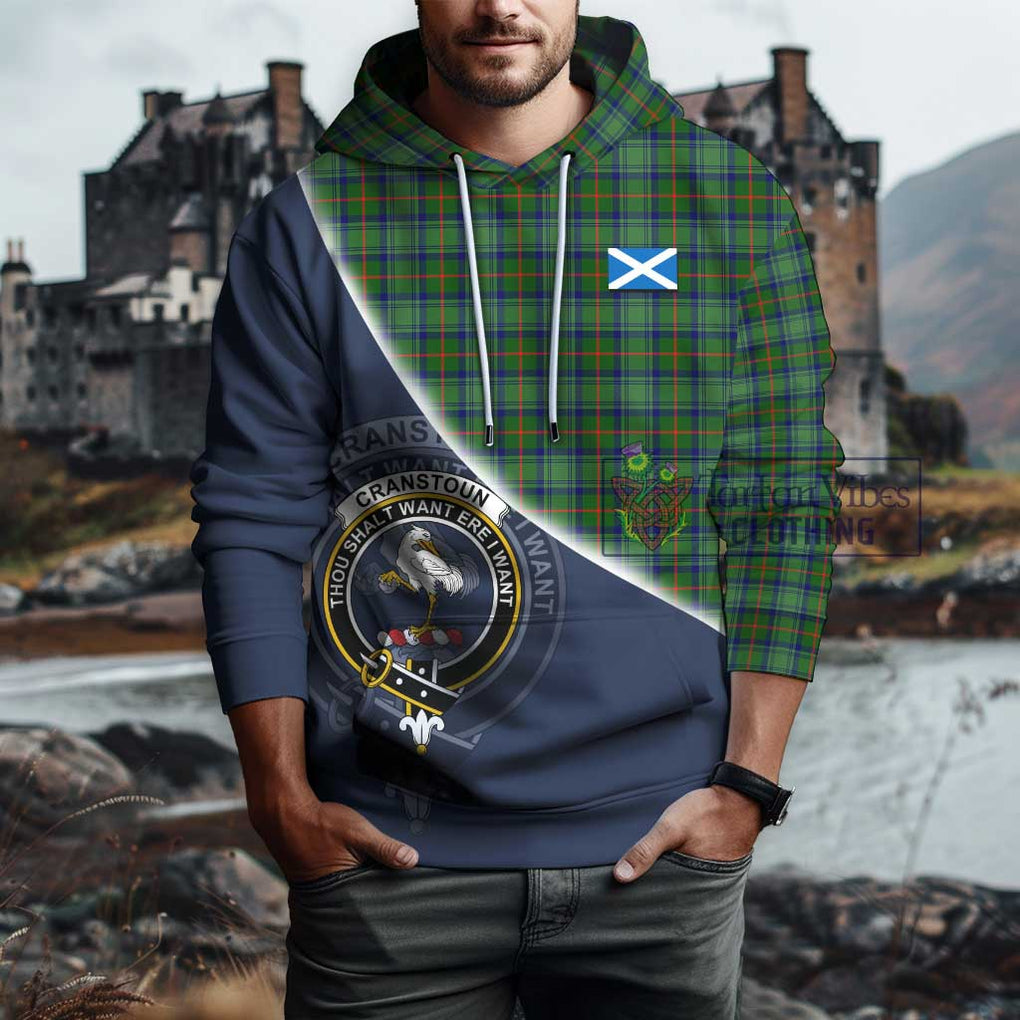 Cranstoun (Cranston) Tartan Hoodie with Personalised National Flag and Family Crest Half Style - Tartanvibesclothing Shop