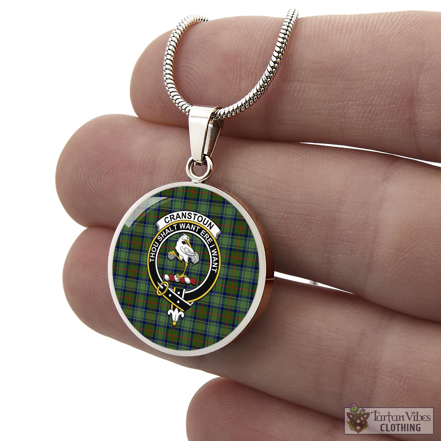 Tartan Vibes Clothing Cranstoun Tartan Circle Necklace with Family Crest