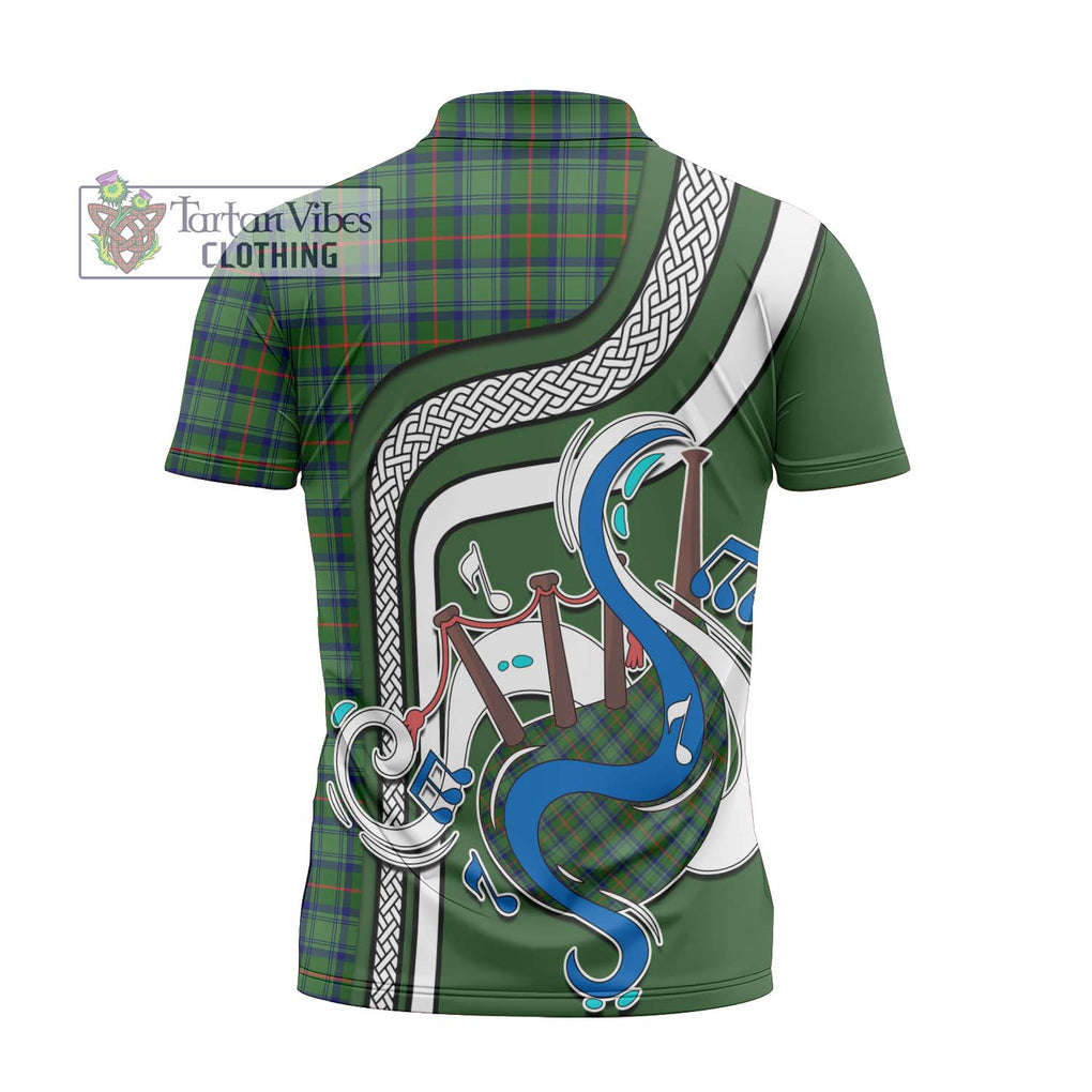 Cranstoun (Cranston) Tartan Zipper Polo Shirt with Epic Bagpipe Style - Tartanvibesclothing Shop