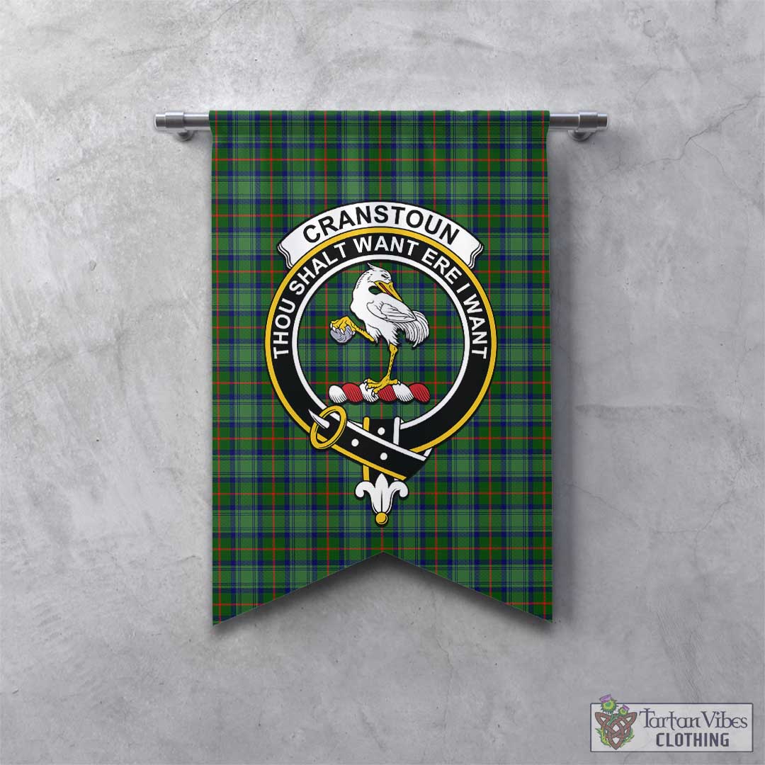 Cranstoun Tartan Gonfalon, Tartan Banner With Family Crest