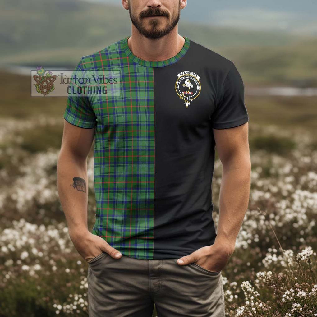 Cranstoun (Cranston) Tartan T-Shirt with Family Crest and Half Of Me Style - Tartanvibesclothing Shop