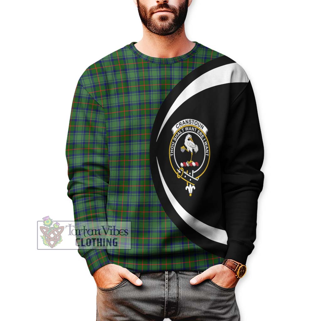 Cranstoun (Cranston) Tartan Sweatshirt with Family Crest Circle Style - Tartan Vibes Clothing