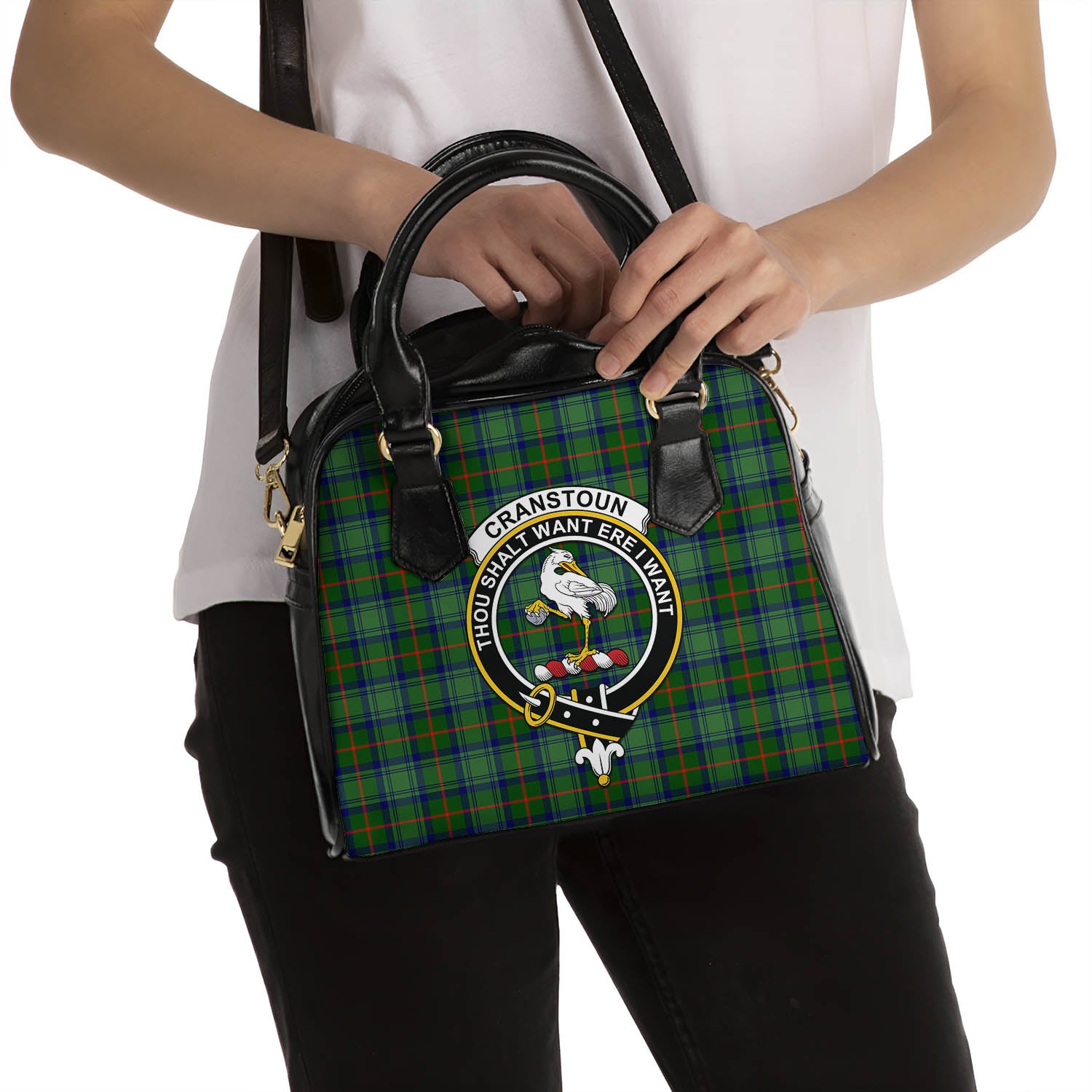 Cranstoun Tartan Shoulder Handbags with Family Crest - Tartanvibesclothing