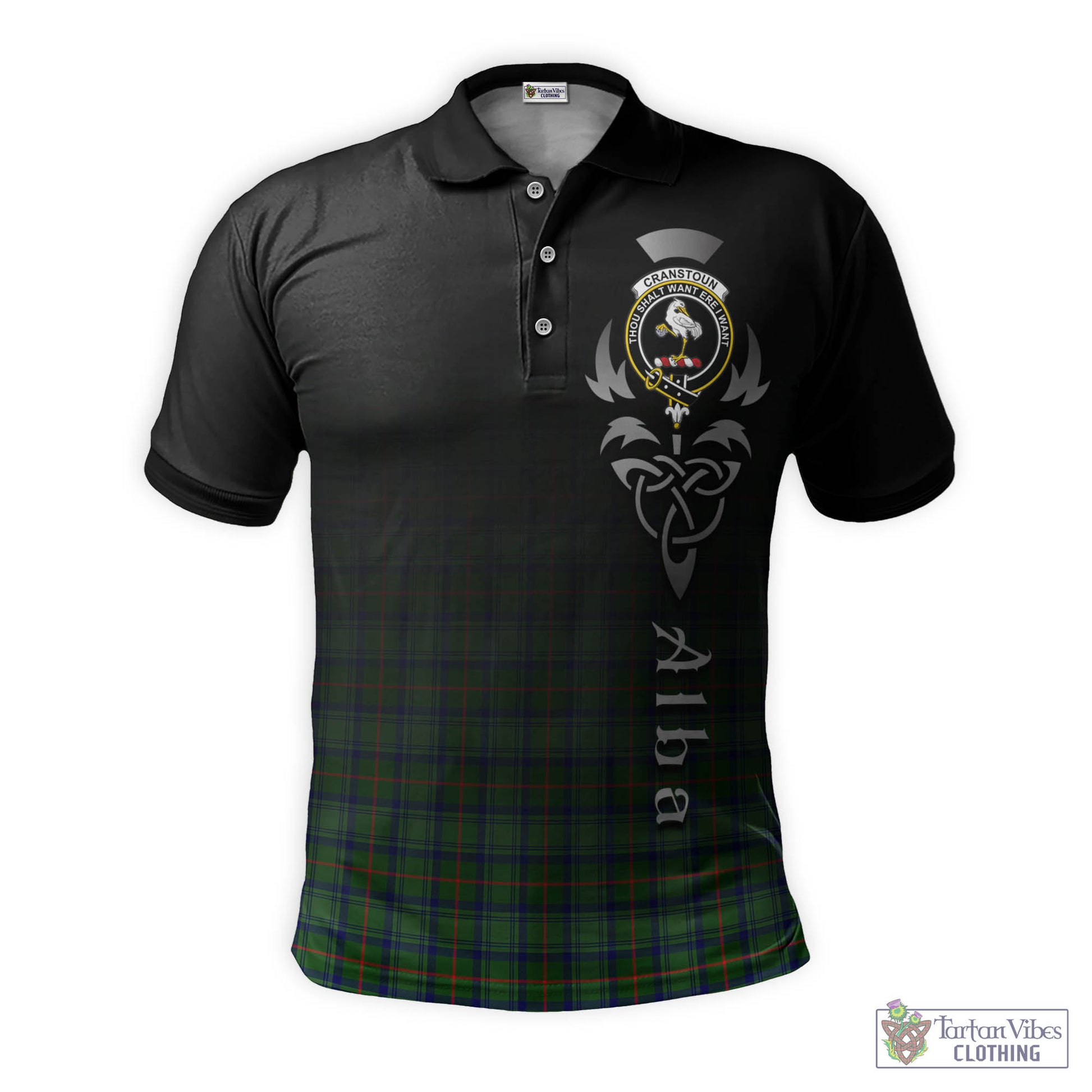 Tartan Vibes Clothing Cranstoun Tartan Polo Shirt Featuring Alba Gu Brath Family Crest Celtic Inspired