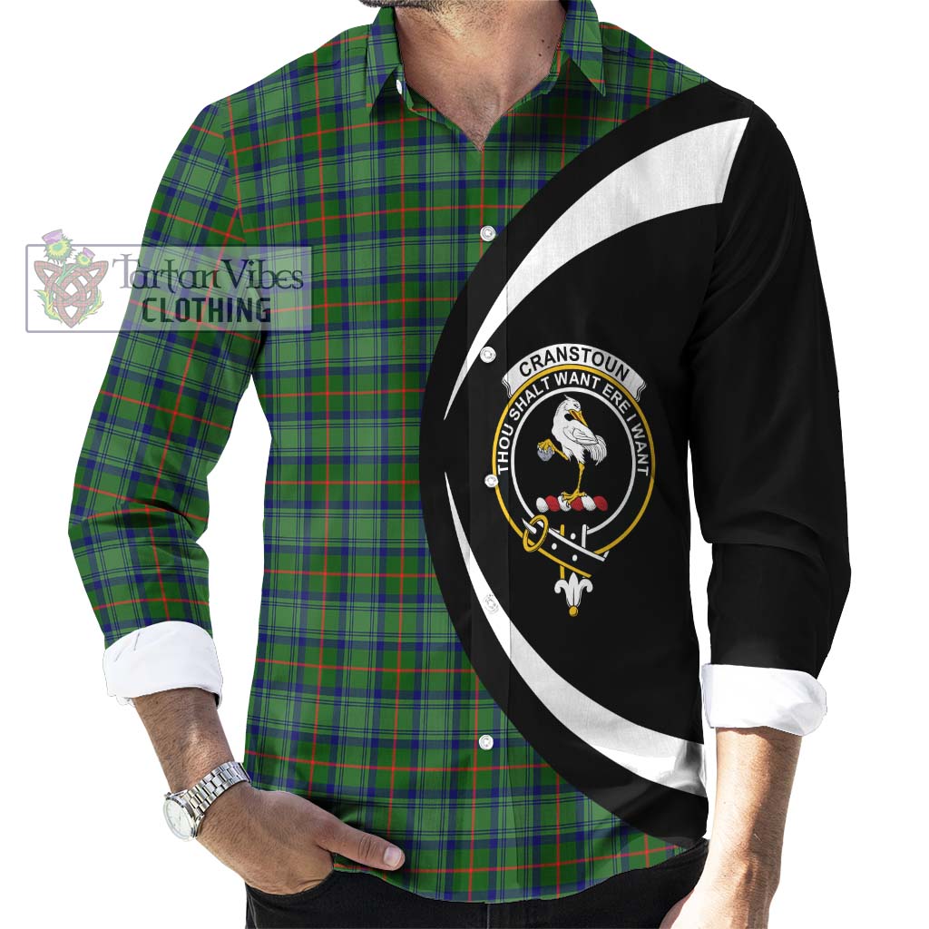 Cranstoun (Cranston) Tartan Long Sleeve Button Up with Family Crest Circle Style - Tartan Vibes Clothing