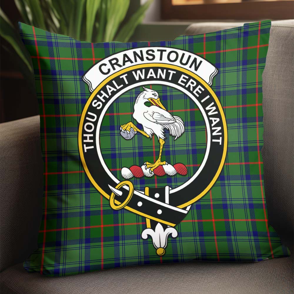 Cranstoun Tartan Pillow Cover with Family Crest - Tartanvibesclothing