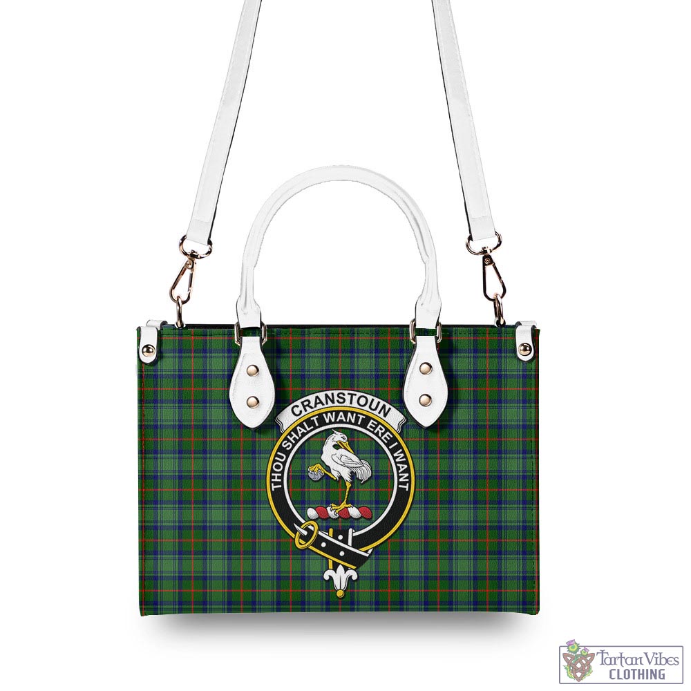 Tartan Vibes Clothing Cranstoun Tartan Luxury Leather Handbags with Family Crest