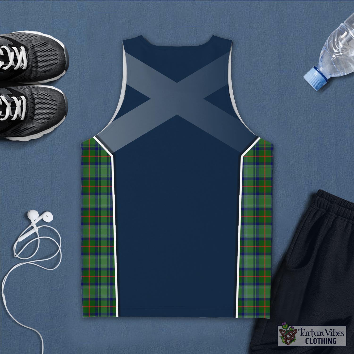 Tartan Vibes Clothing Cranstoun Tartan Men's Tanks Top with Family Crest and Scottish Thistle Vibes Sport Style