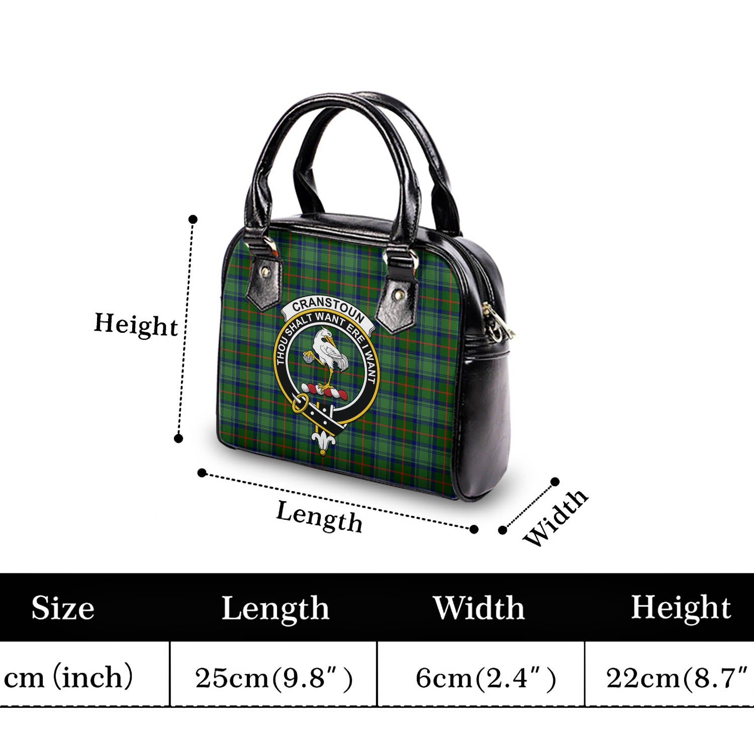 Cranstoun Tartan Shoulder Handbags with Family Crest - Tartanvibesclothing