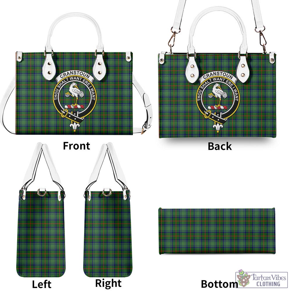 Tartan Vibes Clothing Cranstoun Tartan Luxury Leather Handbags with Family Crest