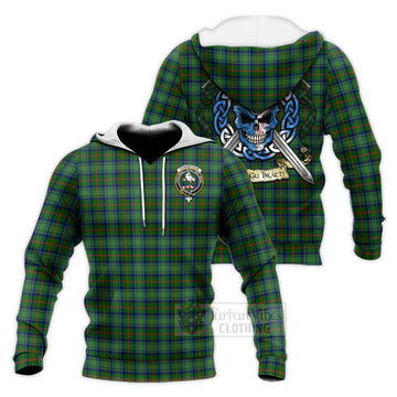 Cranstoun (Cranston) Tartan Knitted Hoodie with Family Crest Celtic Skull Style