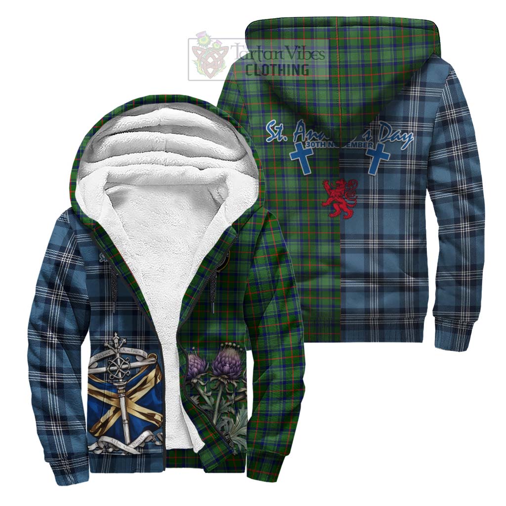 Tartan Vibes Clothing Cranstoun (Cranston) Tartan Sherpa Hoodie Happy St. Andrew's Day Half Tartan Style